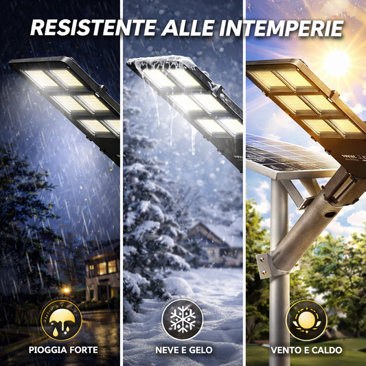 Lampione Solare LED 800W con Telecomando | Faro Esterno IP65 Impermeabile | Pannello Solare + Staffa Inclusa | Luce Automatica Giardino Strada Garage
