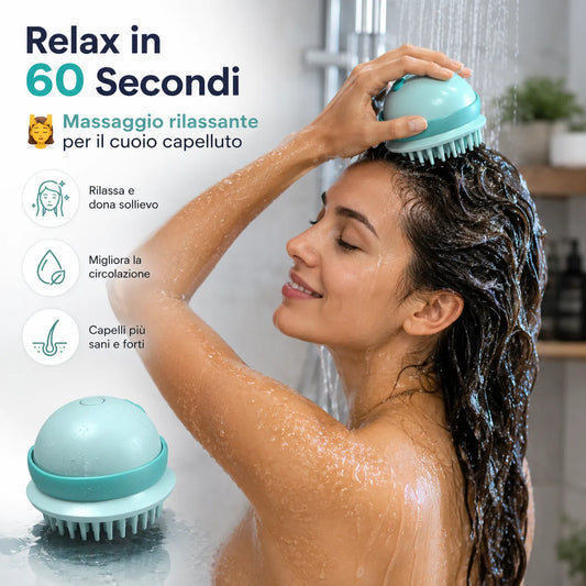 Spazzola Massaggiante Elettrica per Cuoio Capelluto Ricaricabile USB – Massaggiatore Vibrante Impermeabile per Shampoo e Relax – Scalp Massager Waterproof – 3 Colori Assortiti