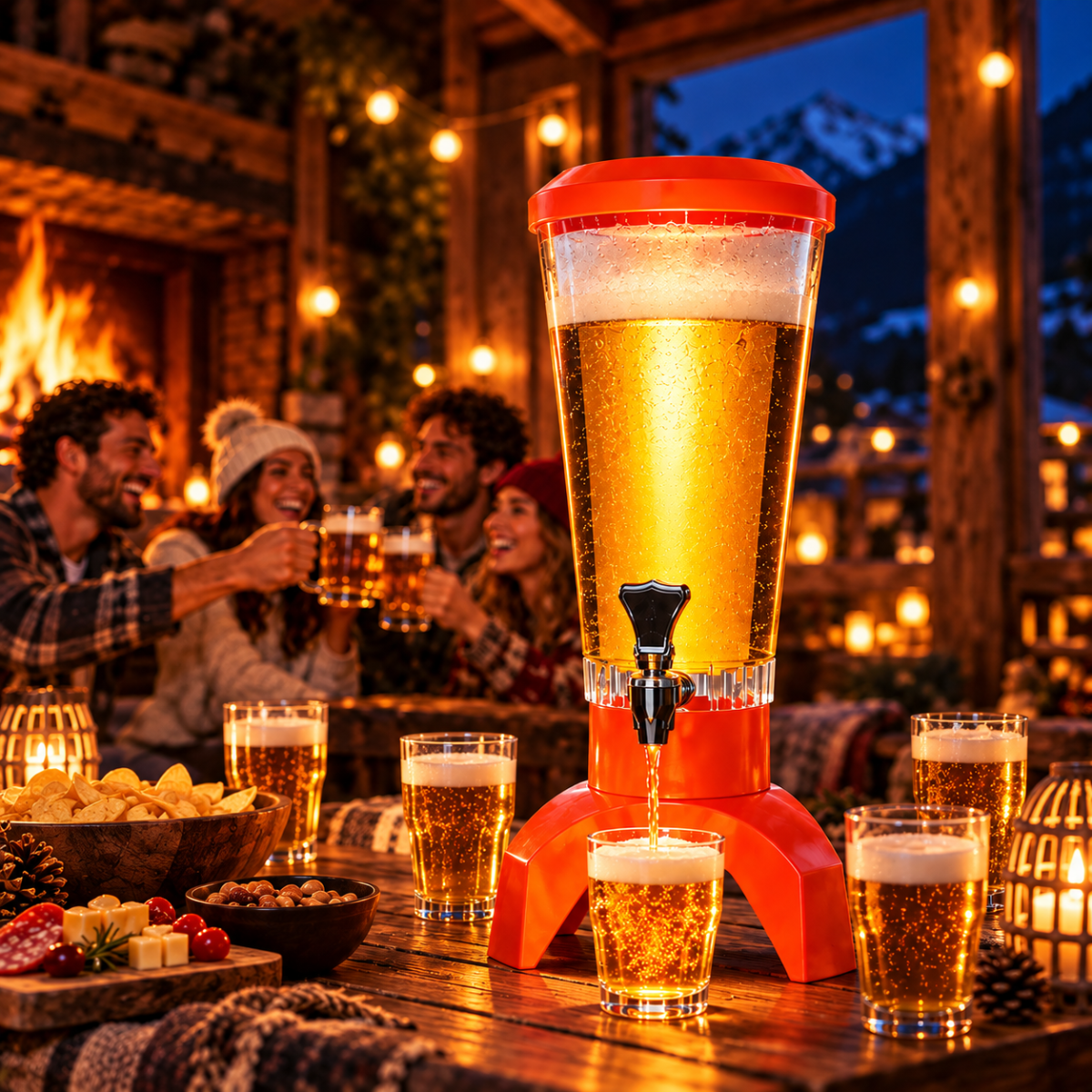 Dispenser Birra a Torre 3 Litri con Luci LED e Speaker Integrato – Spillatore Bevande con Rubinetto, Serbatoio Trasparente e Base da Tavolo – Ideale per Feste, Aperitivi, Barbecue e Serate tra Amici