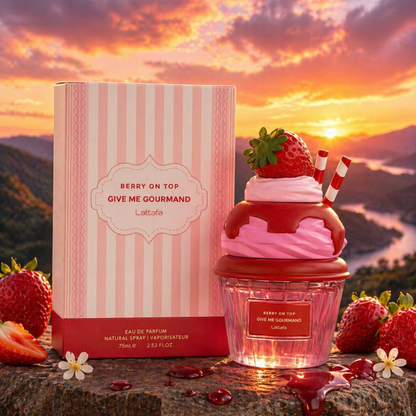 Lattafa Berry On Top Give Me Gourmand 75ml – Profumo Dolce Fruttato alla Fragola e Vaniglia | Eau de Parfum Unisex