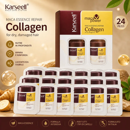 Karseell Maschera Capelli al Collagene 10ml x 24 Pezzi – Trattamento Nutriente con Olio di Argan e Maca – Idratante Riparatore per Capelli Secchi, Danneggiati e Trattati