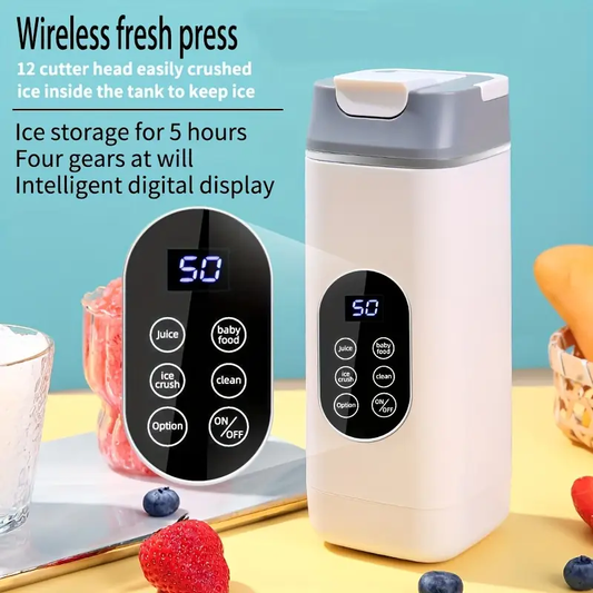 Frullatore Portatile Professionale da 420 ml con 12 Lame in Acciaio Inox, 4 Modalità Intelligenti, Ricarica USB e Isolamento Termico – Ideale per Smoothie, Frullati, Succhi e Uso in Movimento