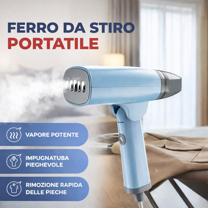 Ferro da Stiro Portatile a Vapore 1300W – Compatto e Pieghevole, Rimozione Rapida delle Pieghe, Ideale per Viaggio e Casa, Disponibile in Bianco, Azzurro e Verde
