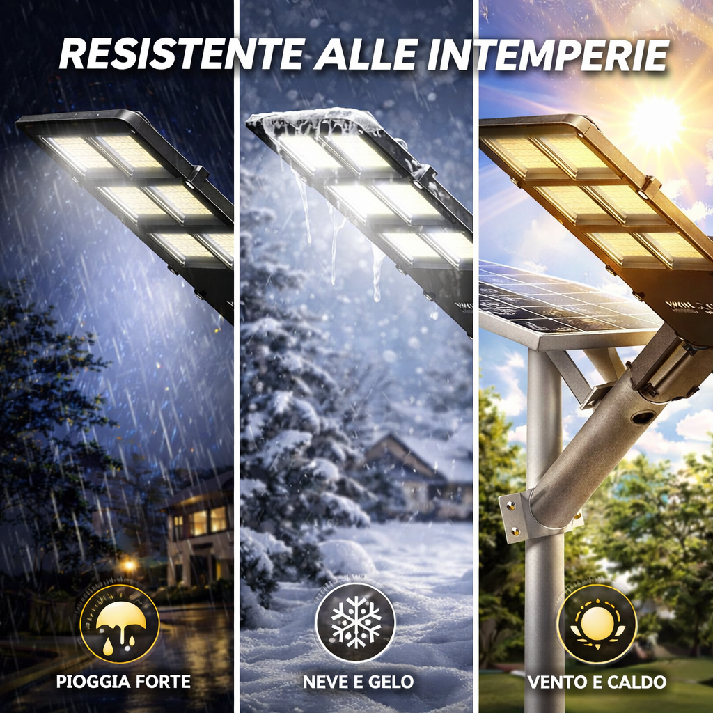 Lampione Solare LED 800W con Telecomando | Faro Esterno IP65 Impermeabile | Pannello Solare + Staffa Inclusa | Luce Automatica Giardino Strada Garage