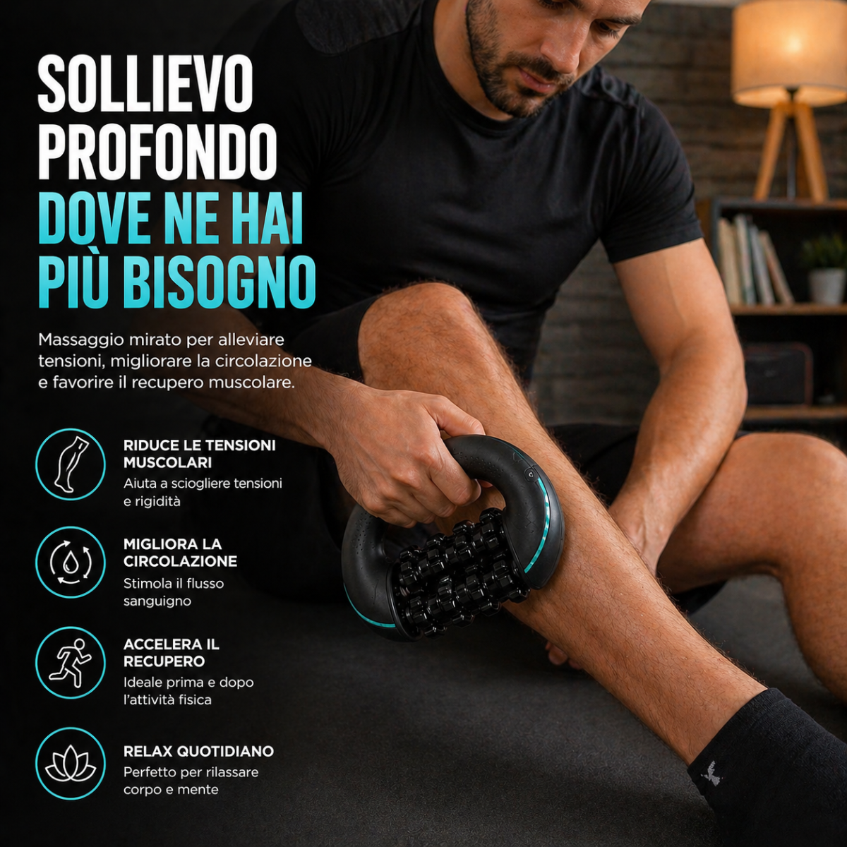 Massaggiatore Muscolare Elettrico Relixa Pro – Massaggio Percussivo 3 Velocità, Rulli Motorizzati, Sollievo Profondo Schiena Collo Corpo