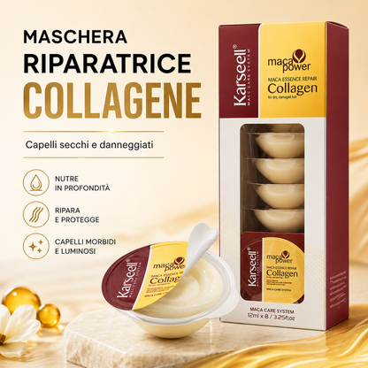 Karseell MACA CARE SYSTEM Maschera Capelli Collagene Monodose 12mlx8 – Riparazione Intensa, Anti Crespo, Idratazione Profonda Capelli Secchi e Danneggiati – Effetto Lucente Professionale
