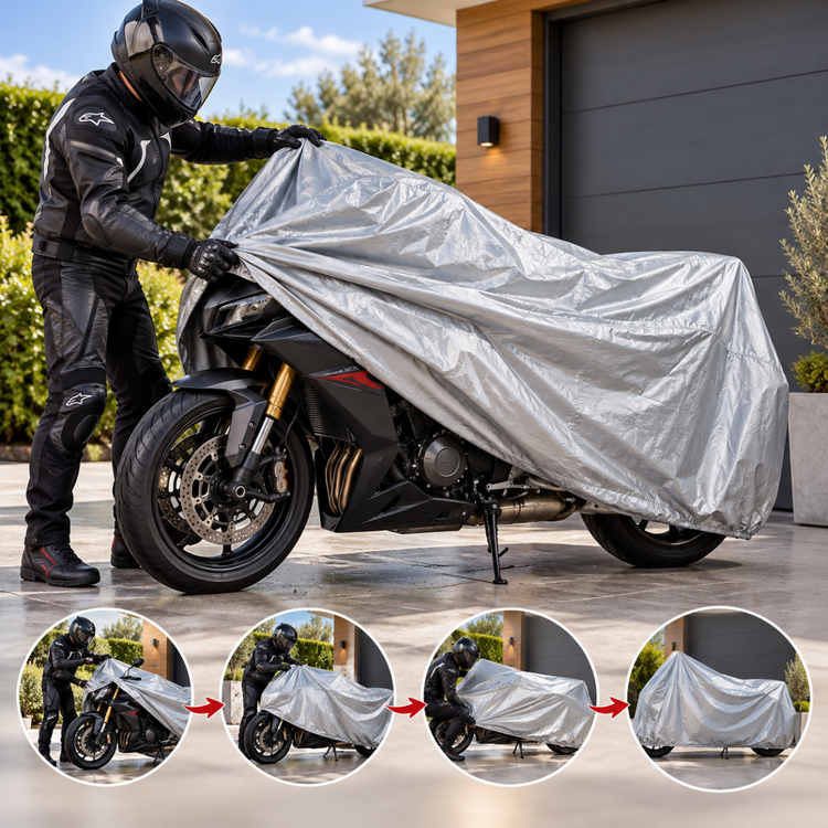 Telo Coprimoto Impermeabile 210x120 cm Copertura Protettiva per Moto e Scooter contro Pioggia, Sole, Neve e Polvere