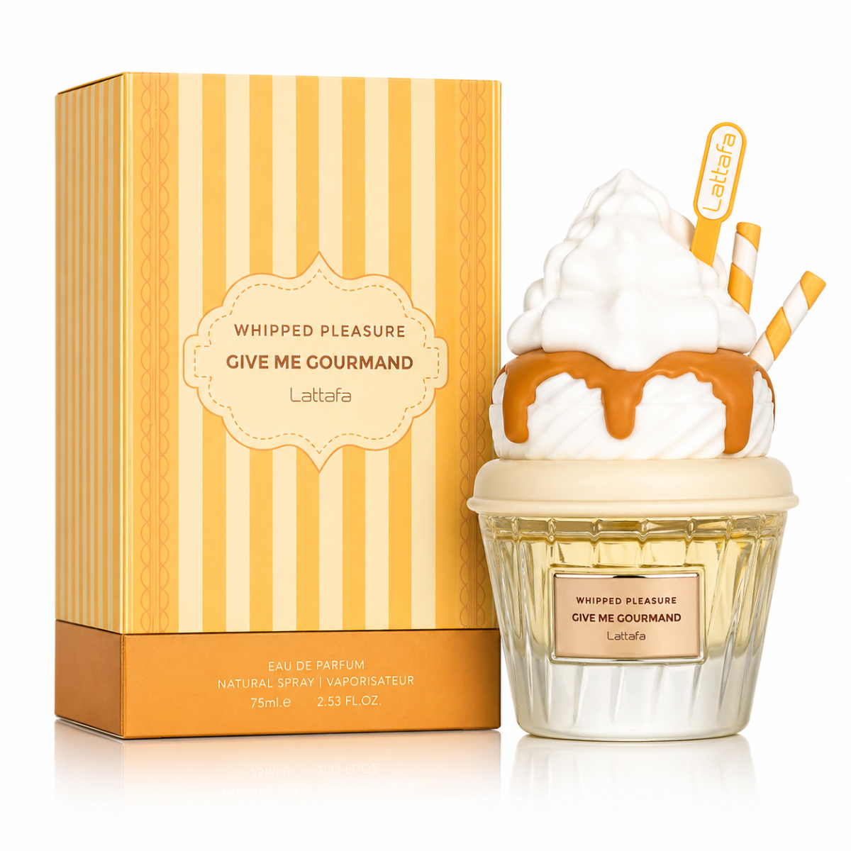 Lattafa Give Me Gourmand 75ml – Profumo Dolce Gourmand Unisex | Eau de Parfum alla Vaniglia e Caramello con Flacone a Forma di Gelato