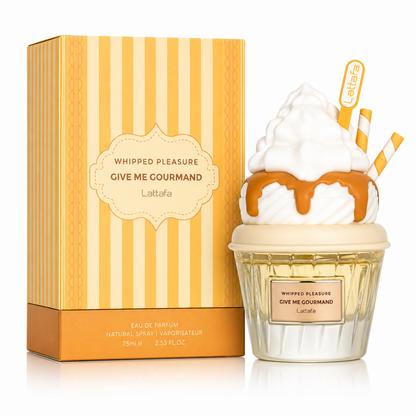 Lattafa Give Me Gourmand 75ml – Profumo Dolce Gourmand Unisex | Eau de Parfum alla Vaniglia e Caramello con Flacone a Forma di Gelato