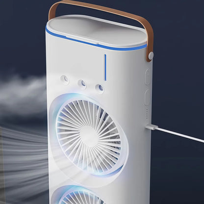 Ventilatore raffreddatore d'aria domestico usb ricaricabile 3000mah ventilatore portatile condizionatore d'aria doppia testa