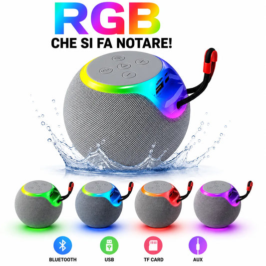 Cassa Bluetooth Portatile  Altoparlanti RGB JK-1267 con Luci LED Multicolore, Batteria Ricaricabile, USB, TF Card, AUX, Speaker Wireless Compatto fino a 6 Ore di Riproduzione