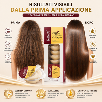 Karseell MACA CARE SYSTEM Maschera Capelli Collagene Monodose 12mlx8 – Riparazione Intensa, Anti Crespo, Idratazione Profonda Capelli Secchi e Danneggiati – Effetto Lucente Professionale