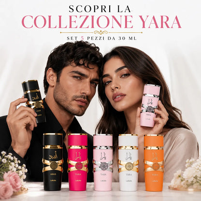 Set Profumi Lattafa Yara Collection 5 x 30 ml – Asad, Yara Pink, Yara Rosa, Yara White e Yara Orange – Eau de Parfum Unisex e Donna