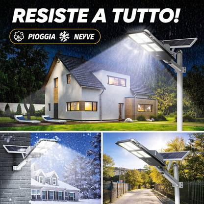 Lampione Solare LED 800W con Telecomando | Faro Esterno IP65 Impermeabile | Pannello Solare + Staffa Inclusa | Luce Automatica Giardino Strada Garage
