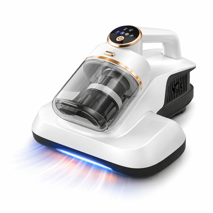 Aspirapolvere Portatile per Materassi 10kPa – Anti-Acaro, UV & Filtro HEPA, Rimozione Polvere Profonda per Letti, Divani e Tessuti – Cordless 1500mAh, 3 Livelli di Aspirazione