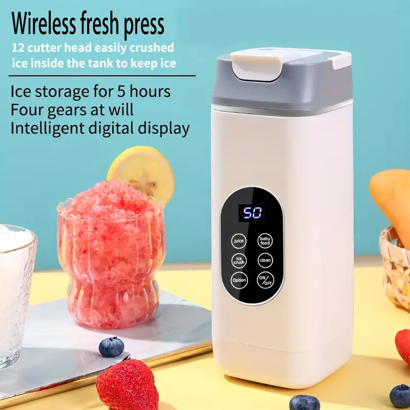 Frullatore Portatile Professionale da 420 ml con 12 Lame in Acciaio Inox, 4 Modalità Intelligenti, Ricarica USB e Isolamento Termico – Ideale per Smoothie, Frullati, Succhi e Uso in Movimento
