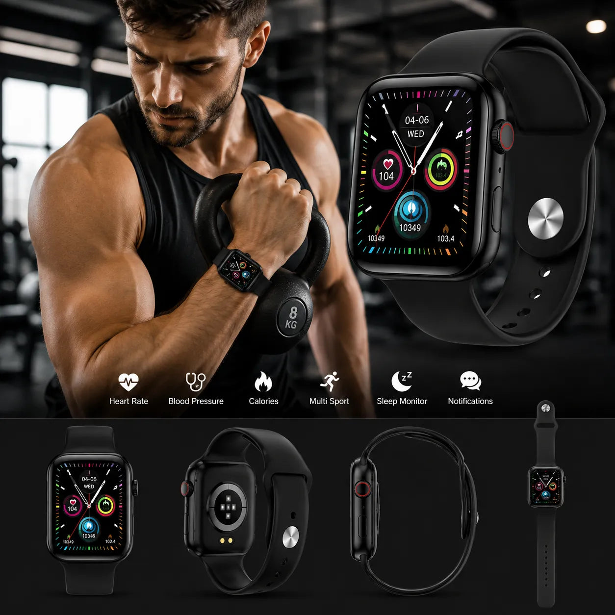Smartwatch K10 con SIM – Display Touch HD, Chiamate, Monitor Salute e Fitness Tracker