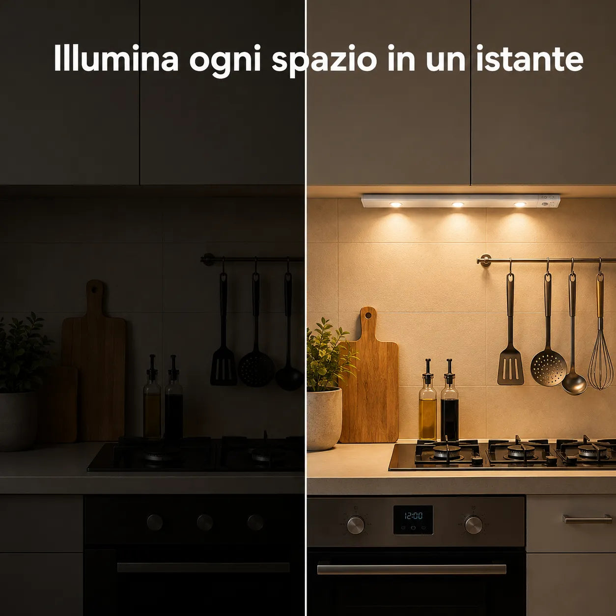 Luce LED Sottopensile 40 cm Ricaricabile con Sensore di Movimento