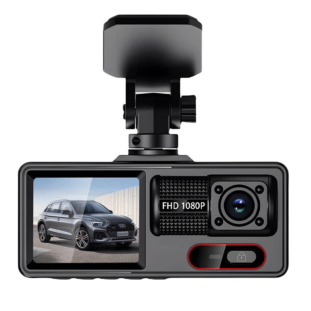 Dash Cam per Auto a 3 Canali con Visione Notturna – Registrazione Full HD 1080P, Monitoraggio Parcheggio 24H, Camera Anteriore/Interna/Posteriore
