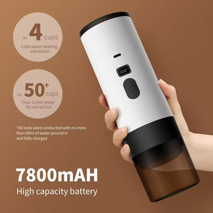 Macchina da Caffè Portatile a Capsule 7800mAh Wireless USB-C, Riscaldamento Rapido 90°C, Compatta per Viaggio Auto e Outdoor
