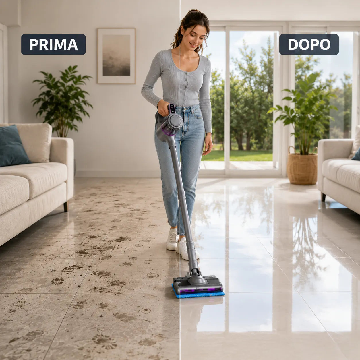 Aspirapolvere Senza Fili 2-in-1 con Funzione Lavaggio/Mop, Portatile e Verticale