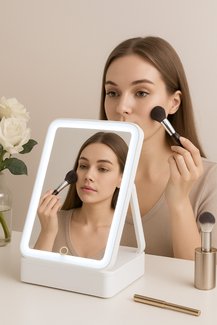 Specchio Trucco con LED Touch– Specchio Make-up Regolabile da Tavolo con Luce Bianca