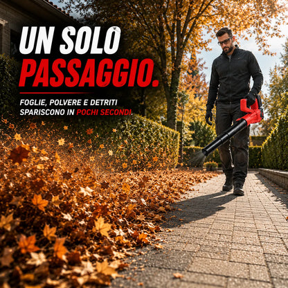 Soffiatore a Batteria 21V Senza Fili – 6 Velocità con Doppia Batteria e Caricabatterie