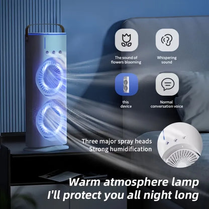 Ventilatore raffreddatore d'aria domestico usb ricaricabile 3000mah ventilatore portatile condizionatore d'aria doppia testa