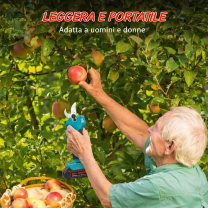 Forbice Elettrica da Potatura 48V Professionale con 2 Batterie Litio Display – Taglio Rami fino a 30mm – Kit Completo con Valigetta