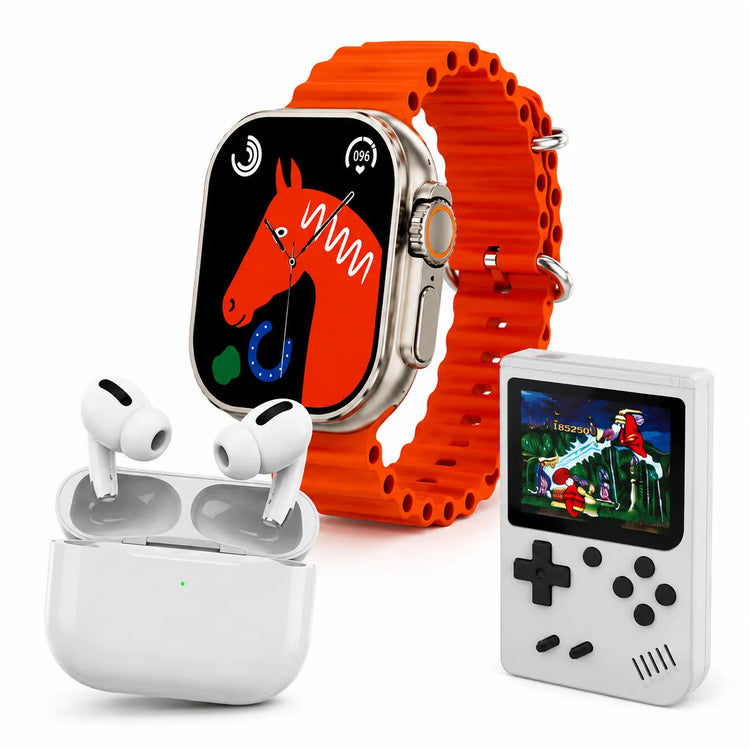 Kit 3 in 1 Smartwatch M5 Ultra + Auricolari Wireless TWS + Mini Console di Gioco Portatile