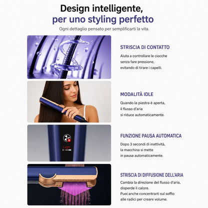 Silk One Piastra Asciuga e Liscia Capelli 2 in 1 ad Aria – Asciugacapelli e Piastra Lisciante – Capelli Asciutti e Lisci in un Solo Passaggio – Controllo Intelligente della Temperatura