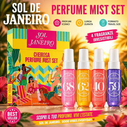 Sol de Janeiro Cheirosa Perfume Mist Set 4x30ml – Set Profumi Donna 62, 68, 40, 59 – Fragranze Dolci e Tropicali – Idea Regalo