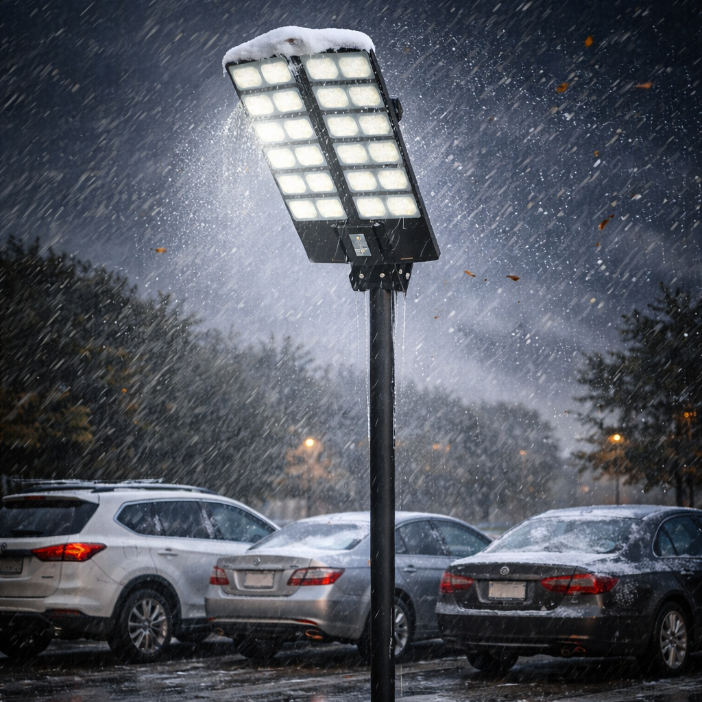 Lampione Solare LED 1500W con Telecomando – 18000mAh, Sensore Movimento, IP66 Impermeabile, Faro Stradale Esterno Alta Luminosità