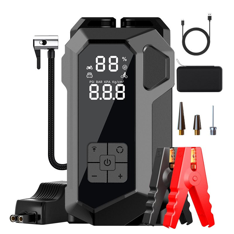 Avviatore di Emergenza Auto 4-in-1 con Compressore 150 PSI e Power Bank – Display LCD e Torcia LED Integrata