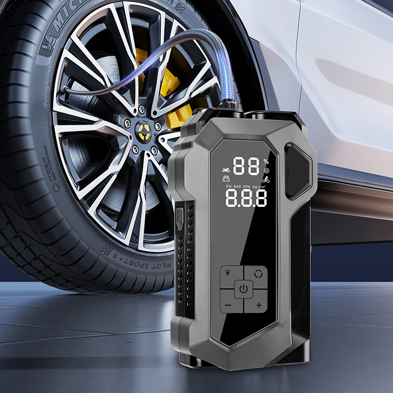 Avviatore di Emergenza Auto 4-in-1 con Compressore 150 PSI e Power Bank – Display LCD e Torcia LED Integrata