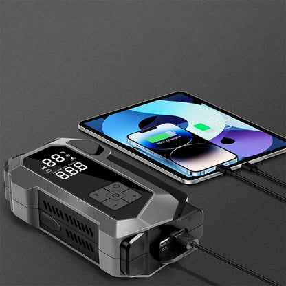Avviatore di Emergenza Auto 4-in-1 con Compressore 150 PSI e Power Bank – Display LCD e Torcia LED Integrata