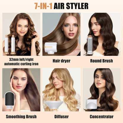 Styler Air 7-in-1 con Asciugacapelli 1400W, Spazzola ad Aria Calda, Arricciacapelli Automatico e Diffusore