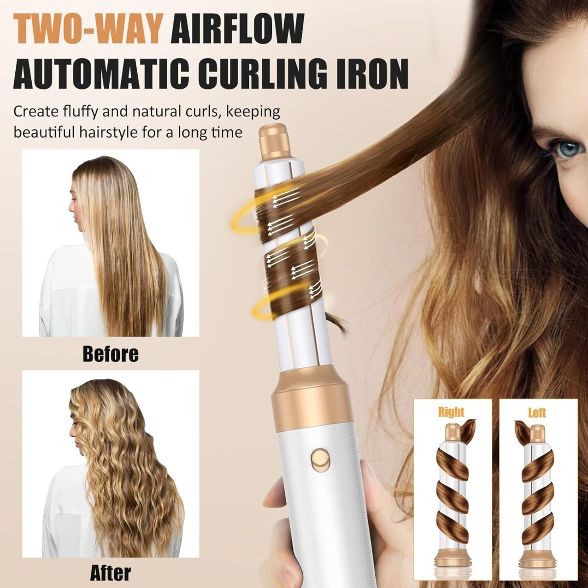 Styler Air 7-in-1 con Asciugacapelli 1400W, Spazzola ad Aria Calda, Arricciacapelli Automatico e Diffusore