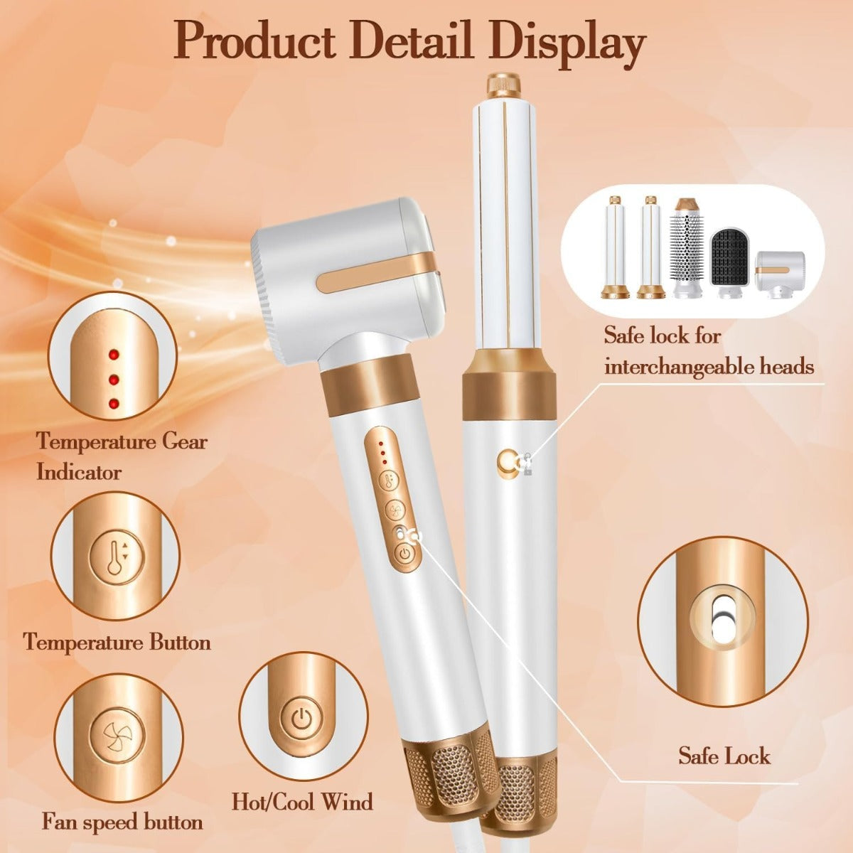 Styler Air 7-in-1 con Asciugacapelli 1400W, Spazzola ad Aria Calda, Arricciacapelli Automatico e Diffusore