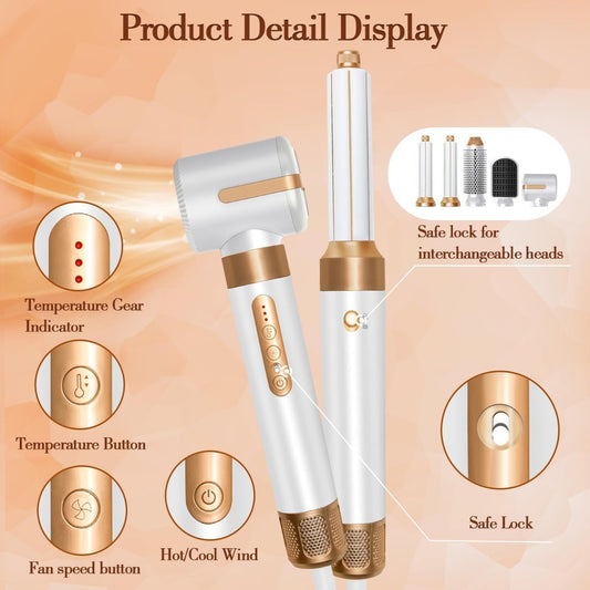 Styler Air 7-in-1 con Asciugacapelli 1400W, Spazzola ad Aria Calda, Arricciacapelli Automatico e Diffusore