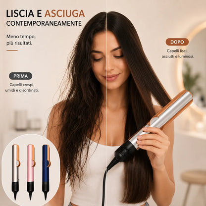 Silk One Piastra Asciuga e Liscia Capelli 2 in 1 ad Aria – Asciugacapelli e Piastra Lisciante – Capelli Asciutti e Lisci in un Solo Passaggio – Controllo Intelligente della Temperatura