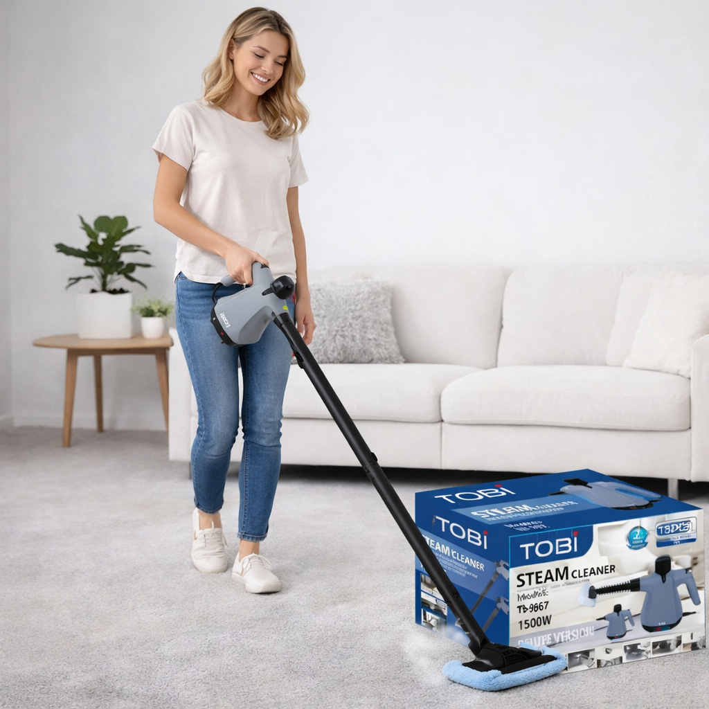 Pulitore a Vapore Portatile TB-967 1500W – 15 Accessori per Cucina, Bagno, Auto e Superfici Delicate