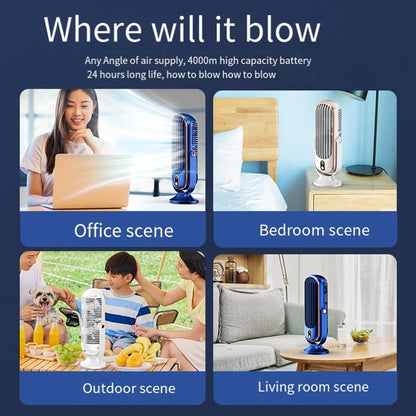 Ventilatore da Tavolo Senza Pale 720°, Silenzioso, Ricaricabile, 5 Velocità