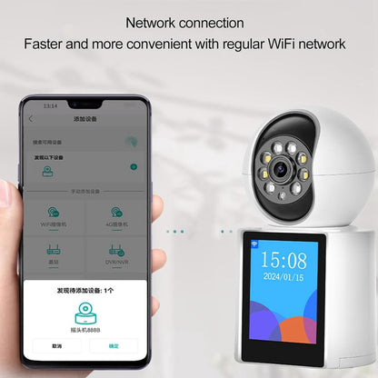 Videocamera WiFi Bidirezionale HD 2MP con Schermo IPS da 2,8'' - Telecamera di Sicurezza Domestica PTZ 360°, Audio, Visione Notturna e Tracciamento Automatico