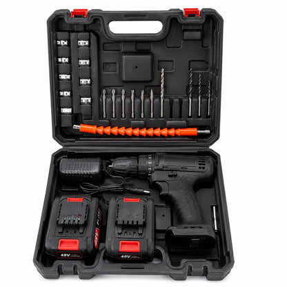 Trapano Avvitatore a Batteria 48V con Percussione – Kit Completo con 2 Batterie e Valigetta