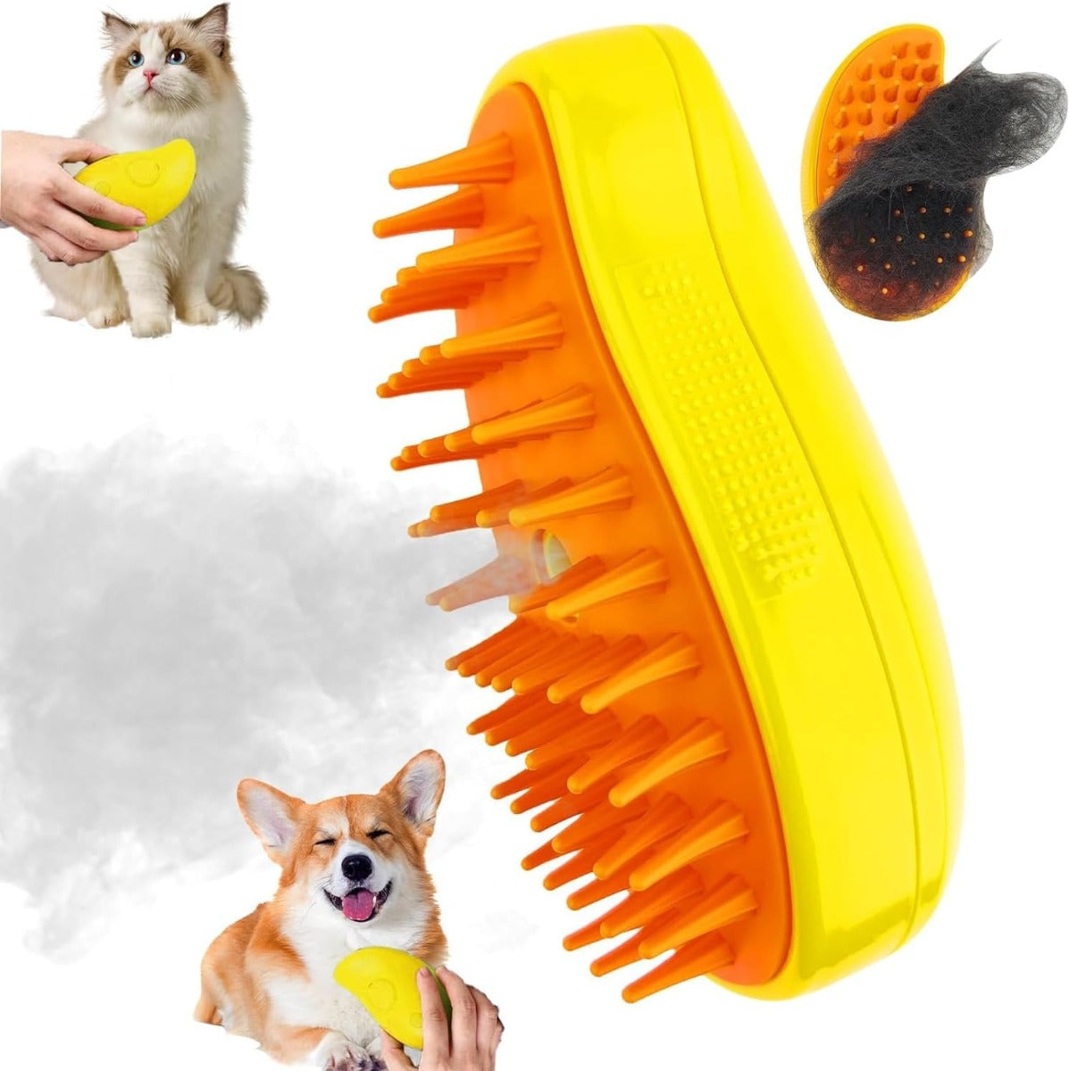 Spazzola a Vapore 3 in 1 per Animali – Pulizia Profonda, Cura del Pelo, Relax Garantito