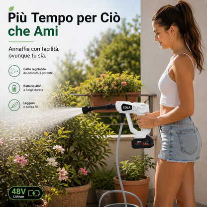 Idropulitrice Cordless 48V con 2 Batterie, Ugello 6 in 1 e Schiumogeno – Pistola ad Alta Pressione Portatile per Auto, Moto, Giardino, Tapparelle e Balconi
