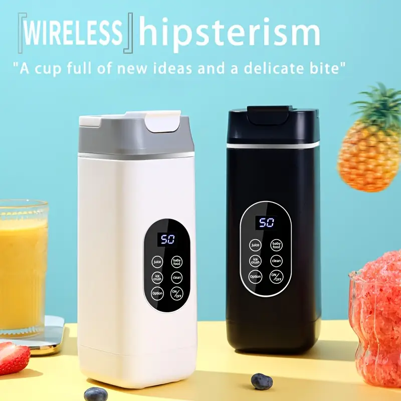 Frullatore Portatile Professionale da 420 ml con 12 Lame in Acciaio Inox, 4 Modalità Intelligenti, Ricarica USB e Isolamento Termico – Ideale per Smoothie, Frullati, Succhi e Uso in Movimento