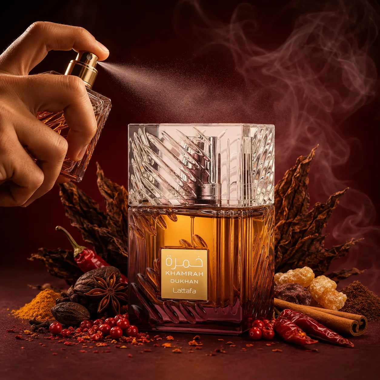 Lattafa Khamrah Dukhan Eau de Parfum 100 ml – Profumo Unisex Intenso e Speziato con Note di Tabacco, Ambra e Spezie Orientali
