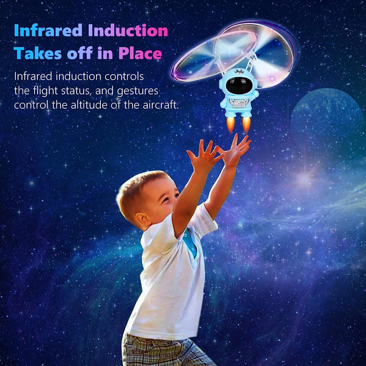 Giocattolo volante astronauta palla volante per bambini giocattoli velivoli mini drone con luci led elicottero aereo